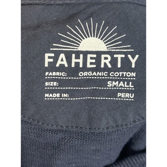 Faherty Hoodie Men Small Blue Organic Cotton Lightweight Pullover Slub Knit - Picture 14 of 14